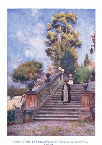 Escaleras de la iglesia de las monjas dominicanas de SS Domencio y Sisto, de Roma publicada por A & C Black Ltd, 1925 de Alberto Pisa
